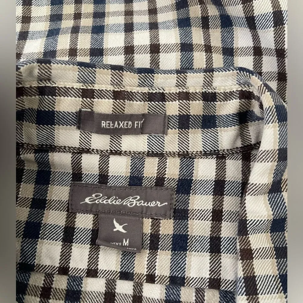 eddie bauer flannel shirt Bundle Of Two Classic Plaid mens Medium